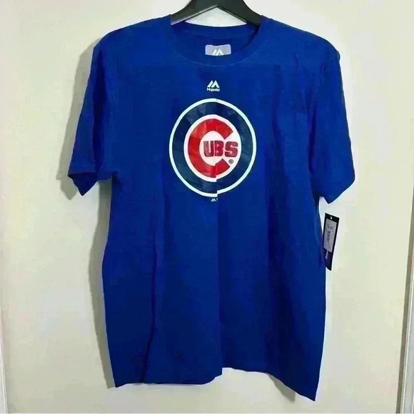 Majestic Chicago Cubs MLB T-Shirt Graphic Tee Crew Neck Short Sleeve Size M NWT - Picture 1 of 5